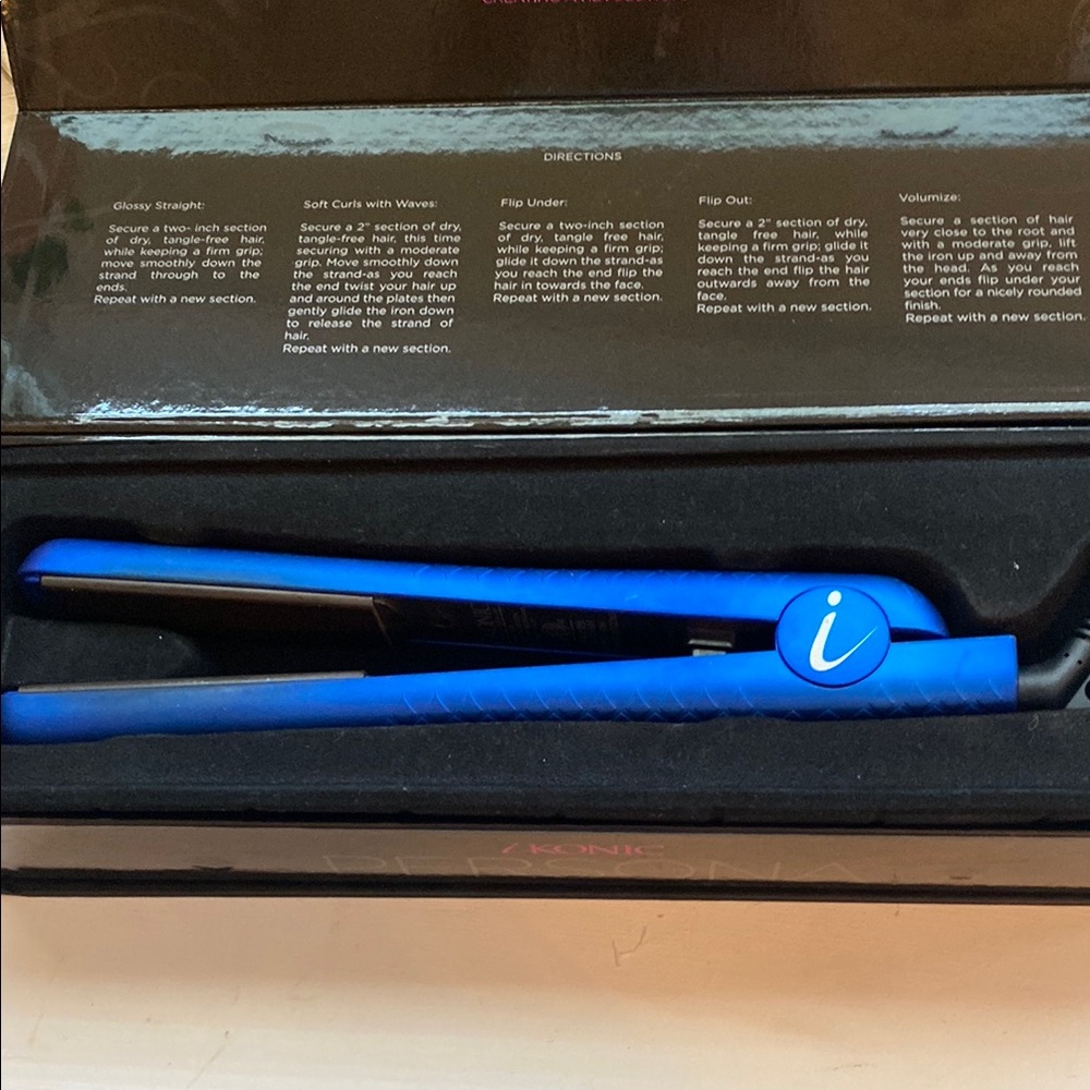 Ikonic Persona Precision Styling Iron - Vibrant Blue and  Ceramic Plate